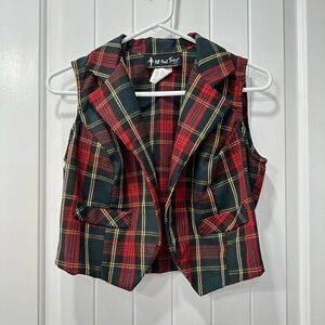 All That Jazz Plaid Mini Vest in Red, Black, & Yellow